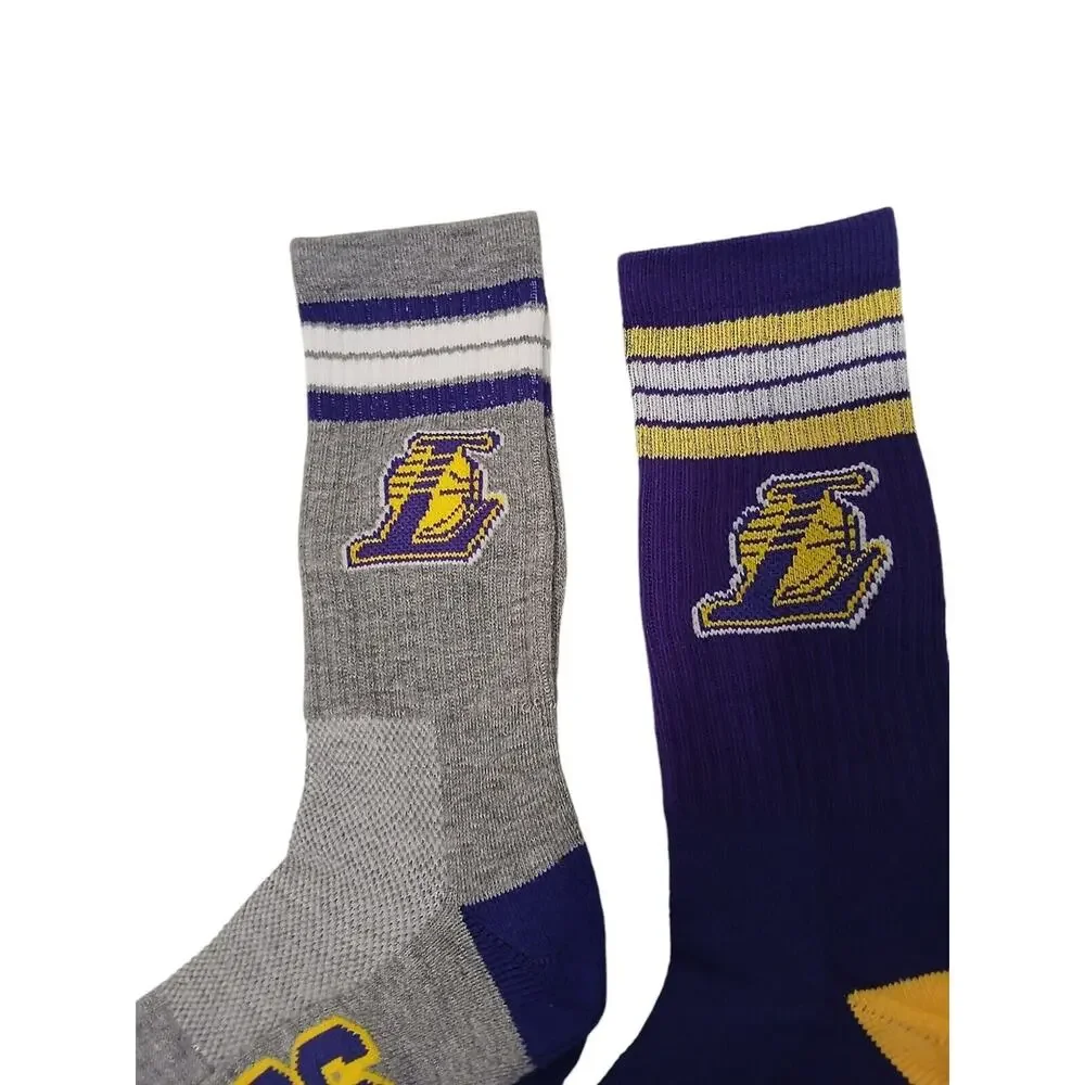 3 Pairs NBA Los Angeles LAKERS CREW Socks Men's Size 6-12‎ Sporty Tube Official
